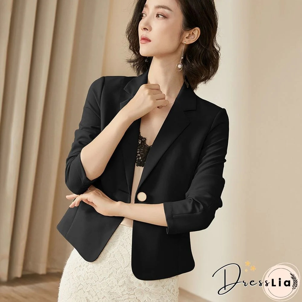 PEONFLY Spring Autumn Fashion Women's Long Sleeve Single Button Jacket Loose Casual Women Blazers Jackets Work Wear Coat