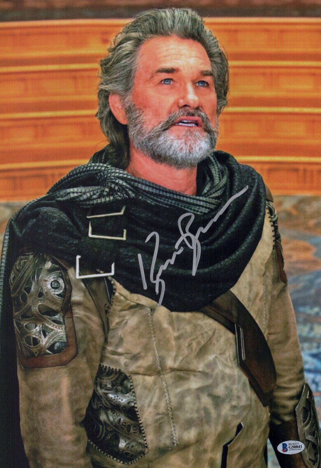 KURT RUSSELL Signed EGO Guardians Of The Galaxy 12x18 Photo Poster painting Autograph BAS COA