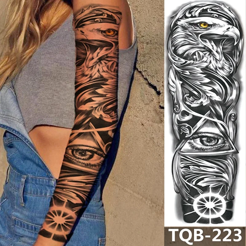 1Sheet Extra Large Temporary Tattoos Full Arm and Eagle ArmTattoo Sleeves for Men Women