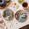 4pcs Town-DIY Embroidery Kit with Pattern Cotton Threads Needles Hoop Scissor 25*25cm tapestrymarket