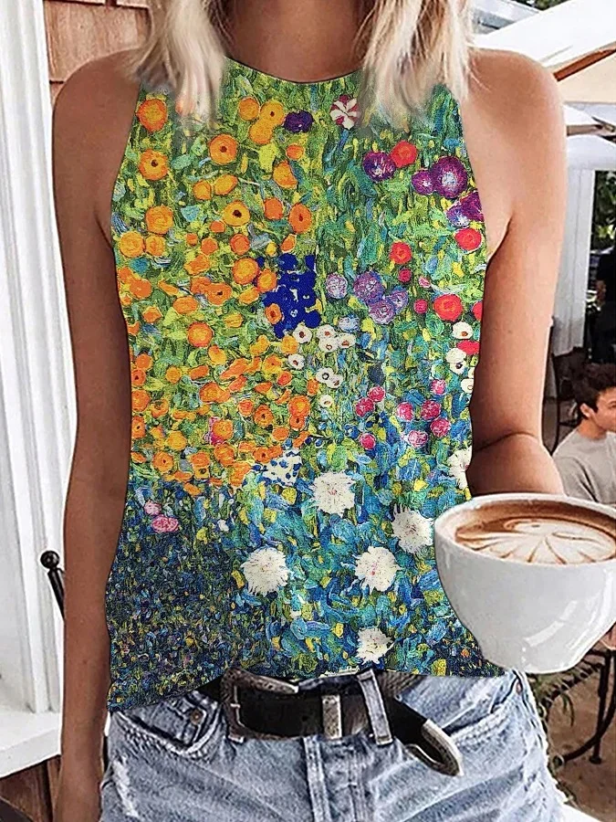 Women's Klimt Oil Painting Print Tank Top