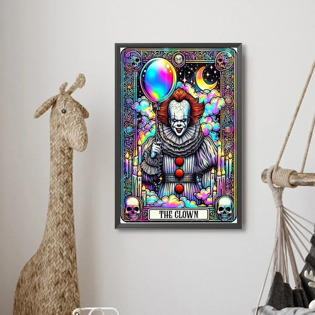 Clown Full DIY 5D Round Drill Diamond Paintings Picture Arts Craft for Adults/Beginners Gift Idea Home Wall Decor Diamond Crystal Rhinestones Painting Kits 15.75x23.62in