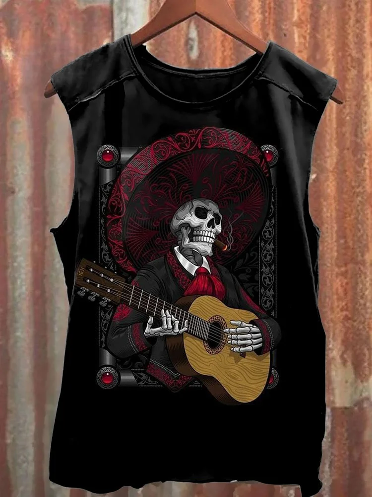 Halloween Skeleton Print Unisex Vest