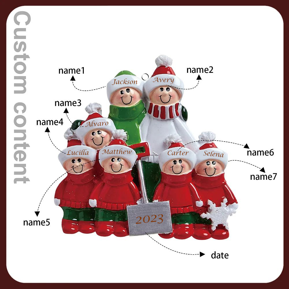 Bianco Natale mille candele... Ornamenti familiari ciondolo per albero di Natale 7 nomi personalizzati