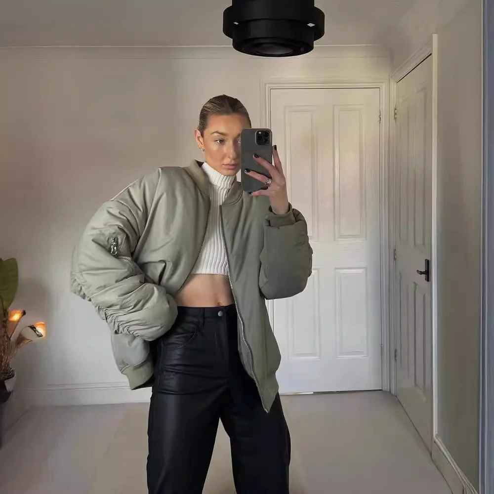 Toloer Autumn / Winter 2023 With Loose Zip Padded Jacket Female Ins Small Sweet Wind Baseball Jacket-Outfit Ideas