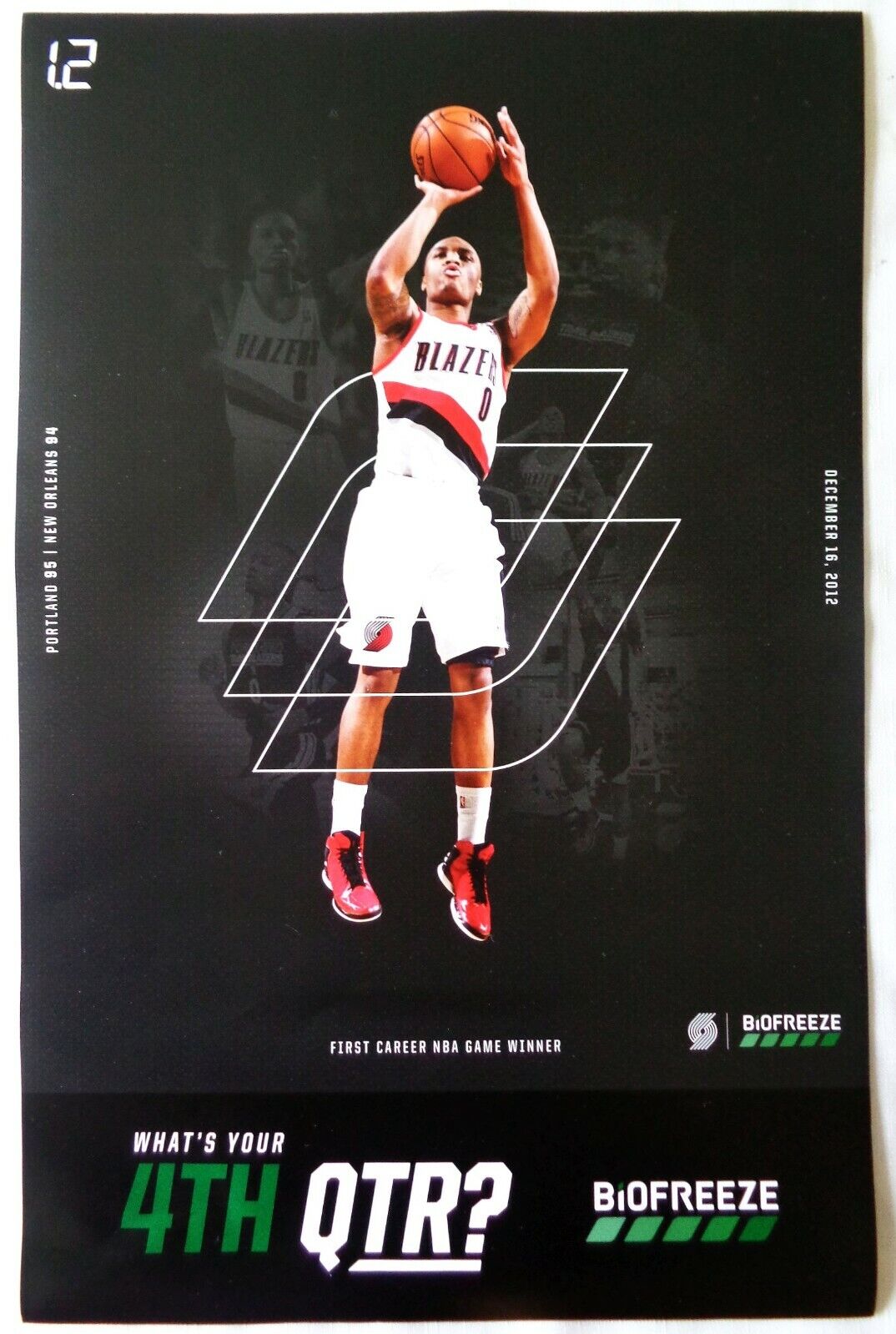 DAMIAN LILLARD Dec 19 Blazers POSTER Game WINNER Portland Trailblazers SGA