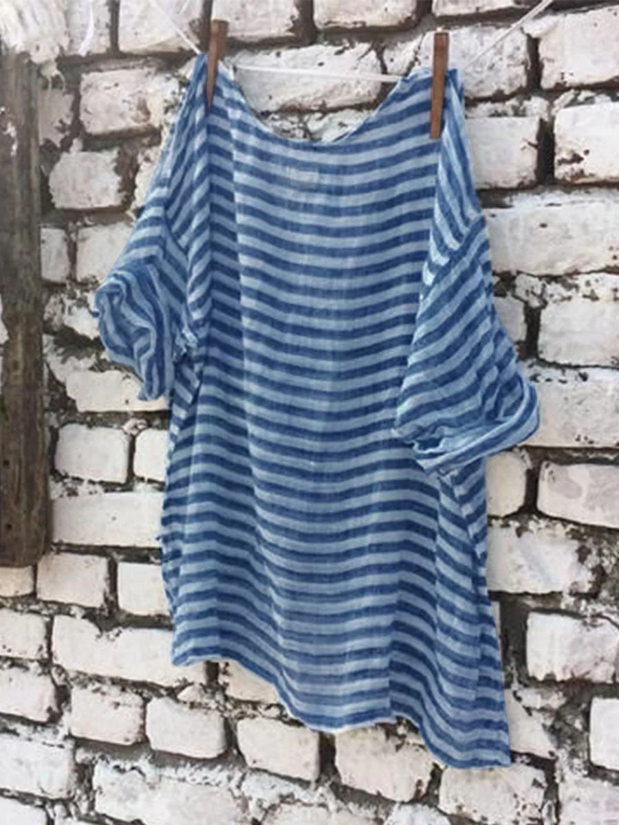 Womens Printed Casual Linen Tee