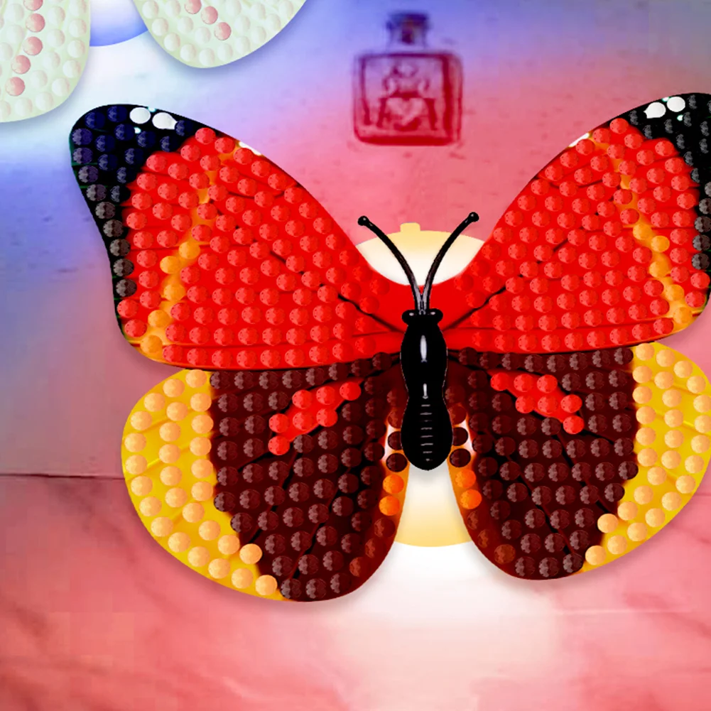 6Pcs Butterfly DIY Diamond Painting Decorative Stickers Set with Light