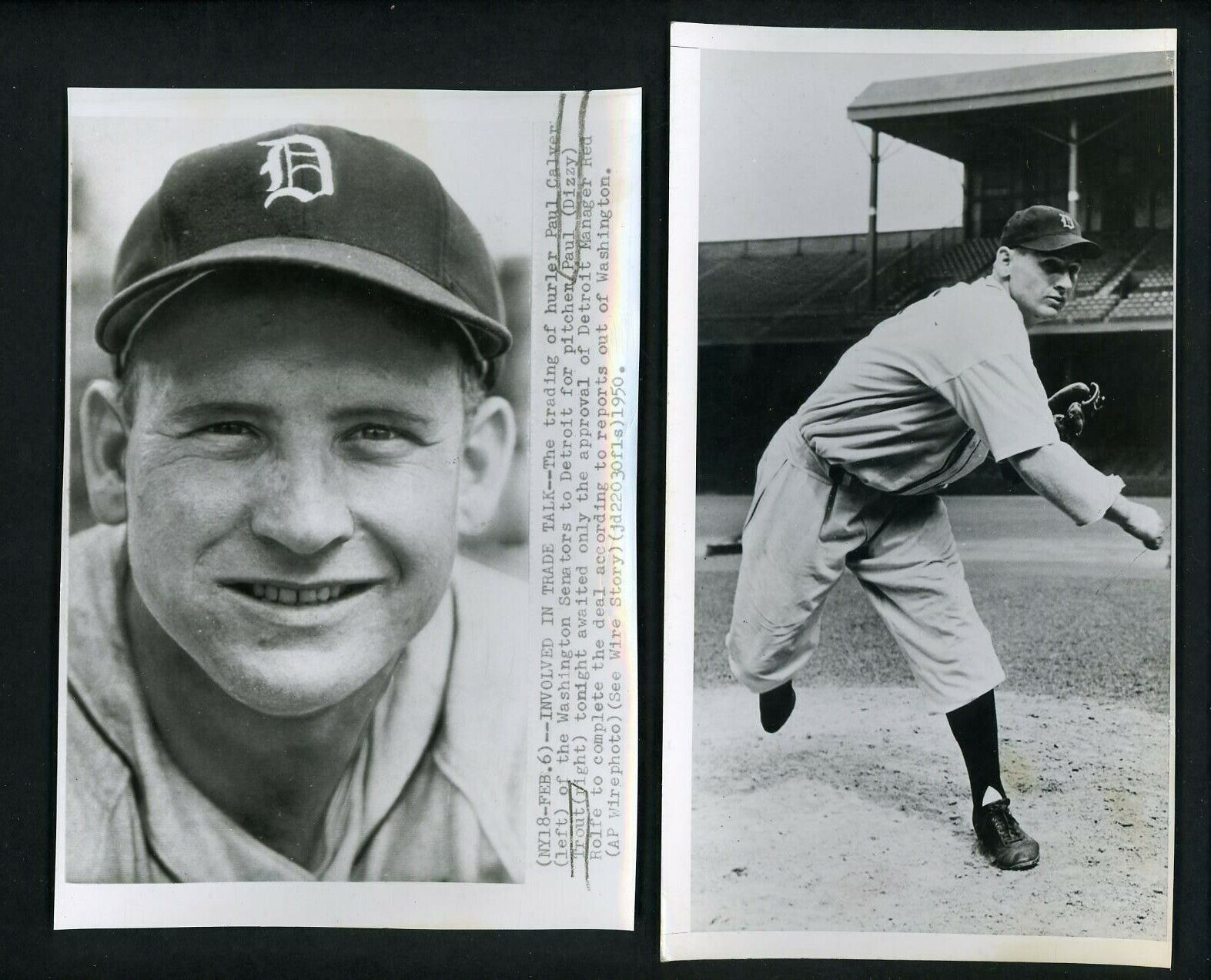 Dizzy Trout LOT of 4 circa 1940's Press Photo Poster paintings Detroit Tigers