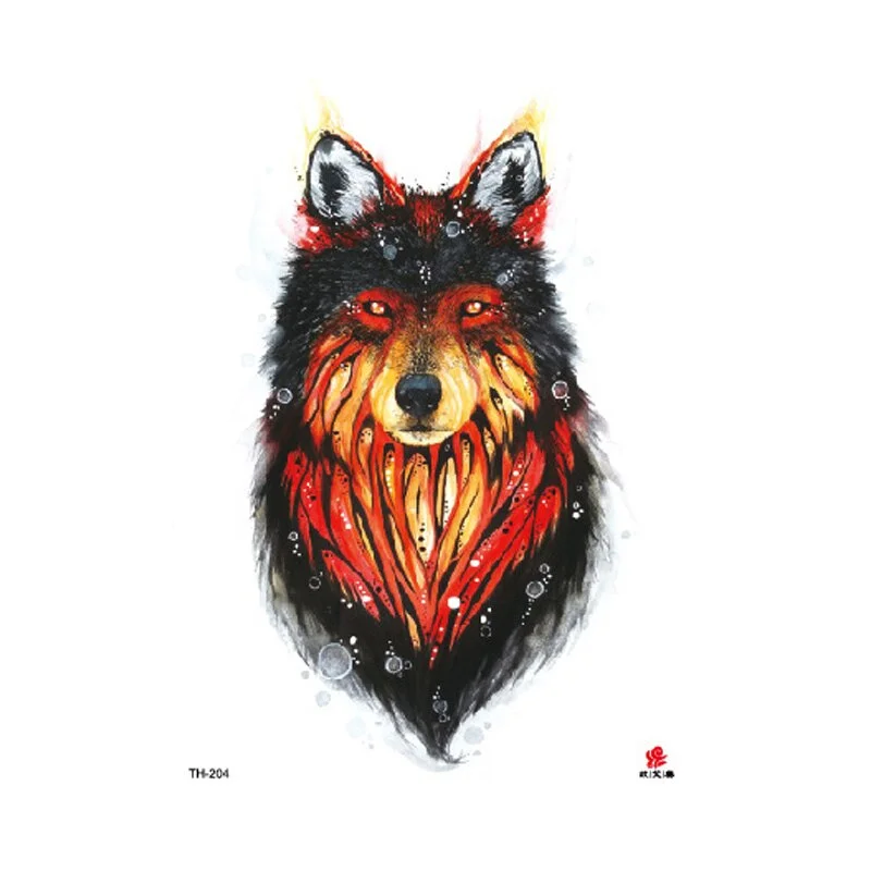 Waterproof Temporary Tattoo Sticker Watercolor wolf pattern tattoo Water Transfer body art fake tattoo for women men