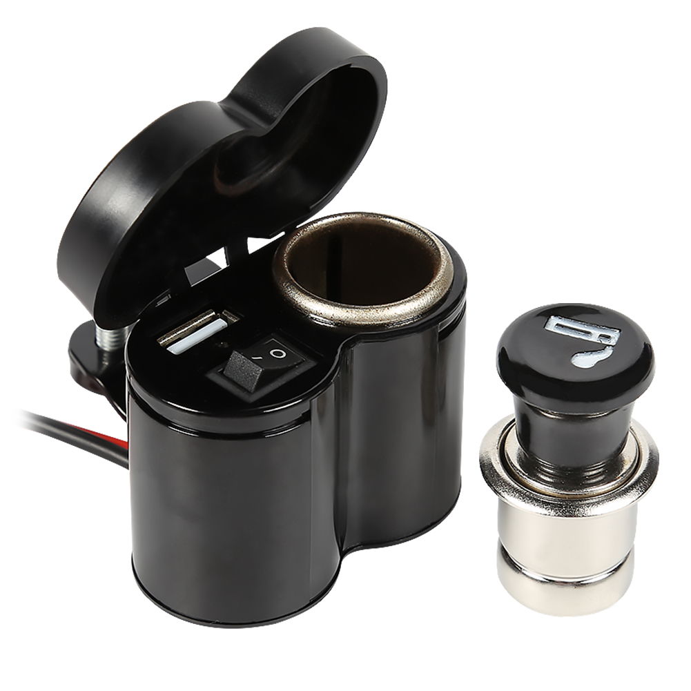 

Motorcycle Handlebar USB Charger Adapter Cigarette Lighter Socket w/ Switch, 501 Original