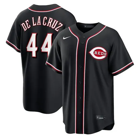 Youth Cincinnati Reds #44 Elly De La Cruz Nike Fashion Replica Black Out Jersey