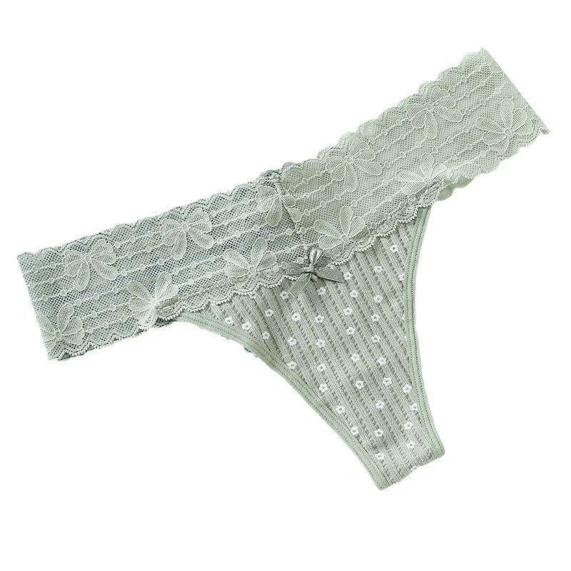 Athvotar Athvotar Breathable Thread Cotton Splicing Lace T-Shirt Cotton Lace Lace Side Large Size Low-Rise T-Pants Ladies Trousers