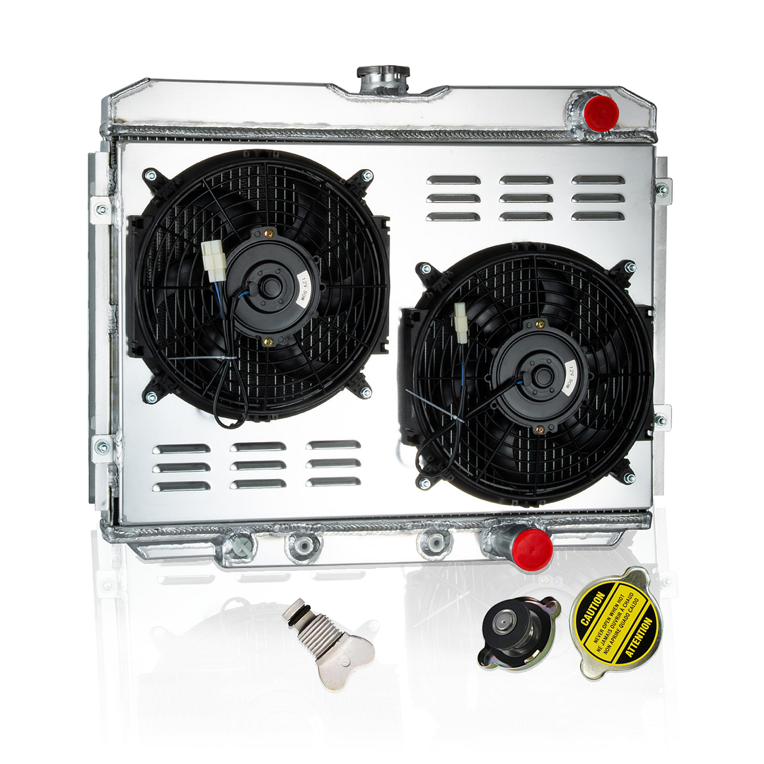 Alloyworks  3 Rows Radiator with Shroud Fan For 1967-1970 Ford Mustang Mercury Cougar V8 25-3/8''W x 21-1/2'' H