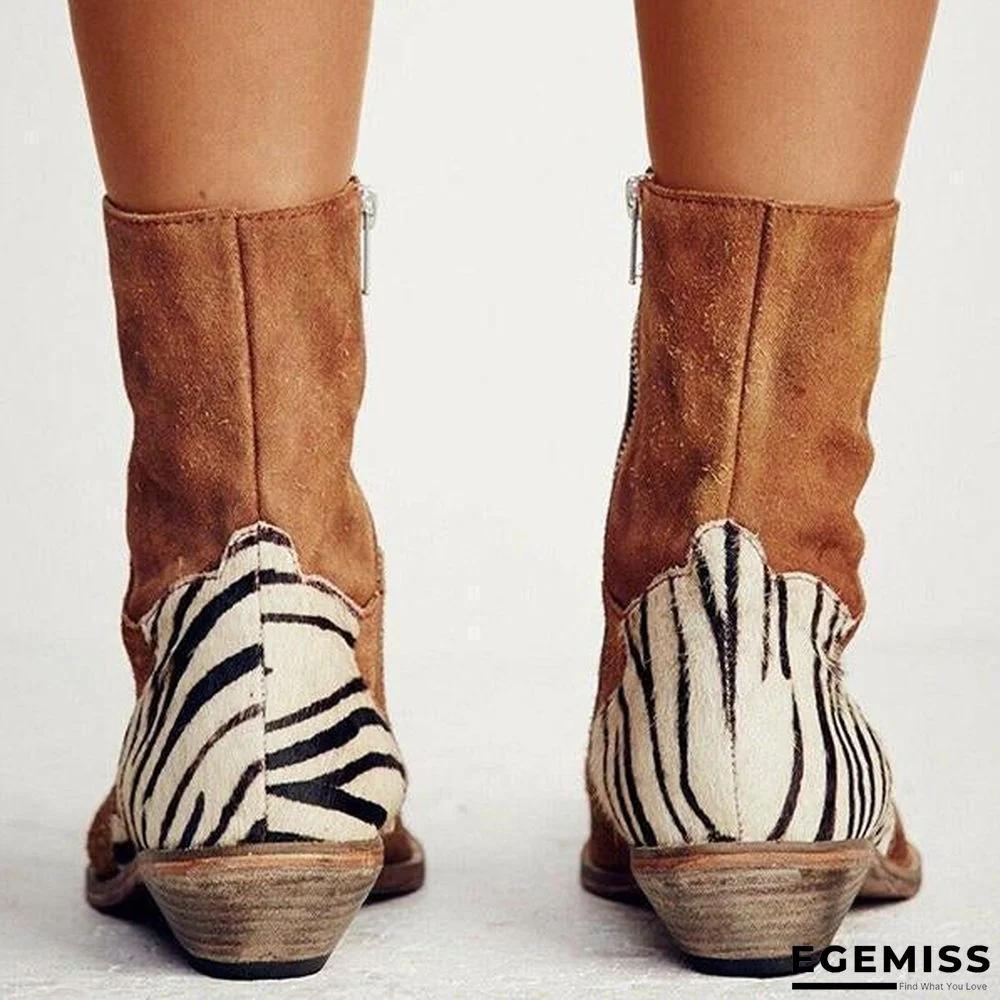 Casual Pointed Toe Zebra-Striped Boots | EGEMISS