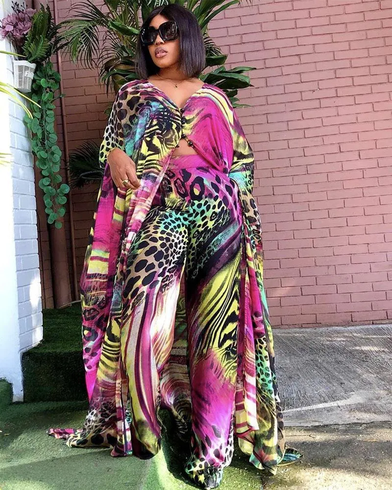 Rich Queen Vibes- 2pc Kaftan Top/Pant SET (Pink)