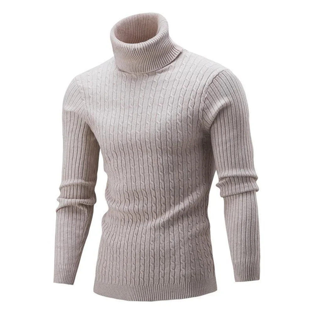 Smiledeer Autumn/Winter Men's Turtleneck Solid Color Knit Pullover Sweater