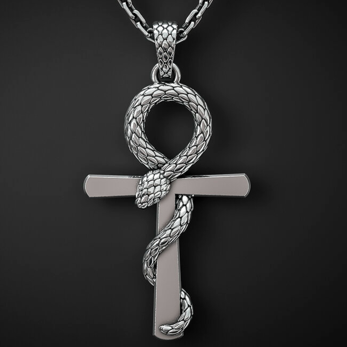S925K Silver Egyptian Ankha Life Charm Necklace
