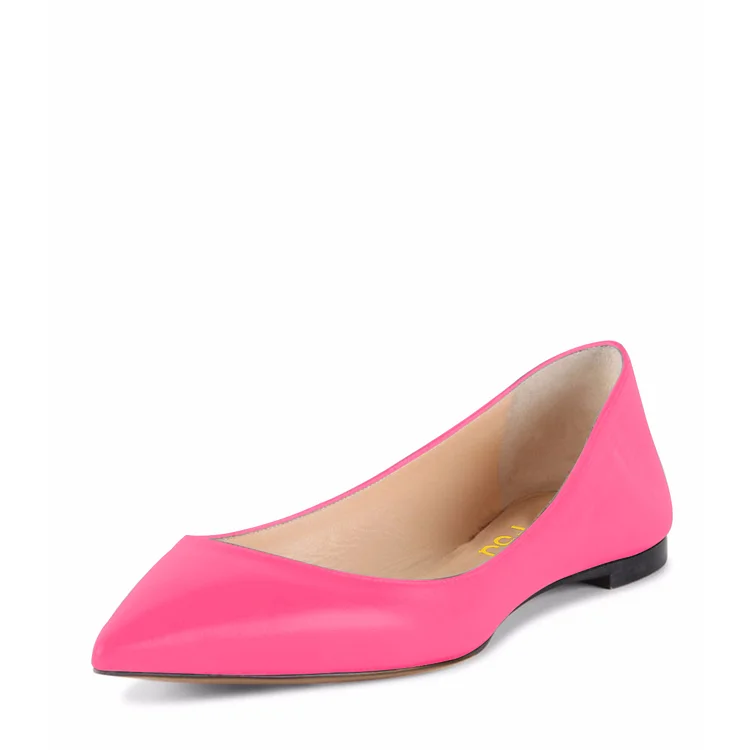 Hot Pink Comfortable Flats Pointy Toe Shoes for Girls |FSJ Shoes
