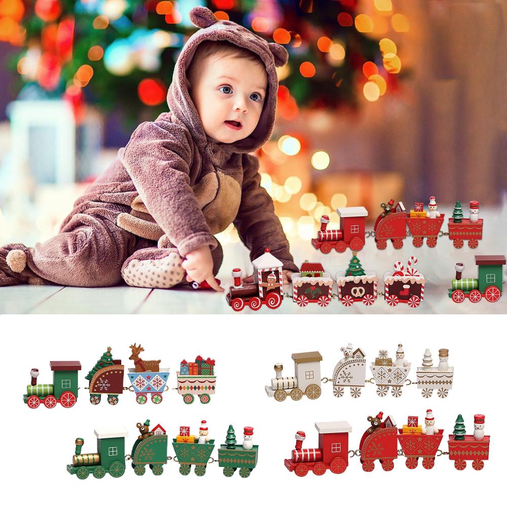 Tegooe Wooden Plastic Christmas Decorative Train Model Kit
