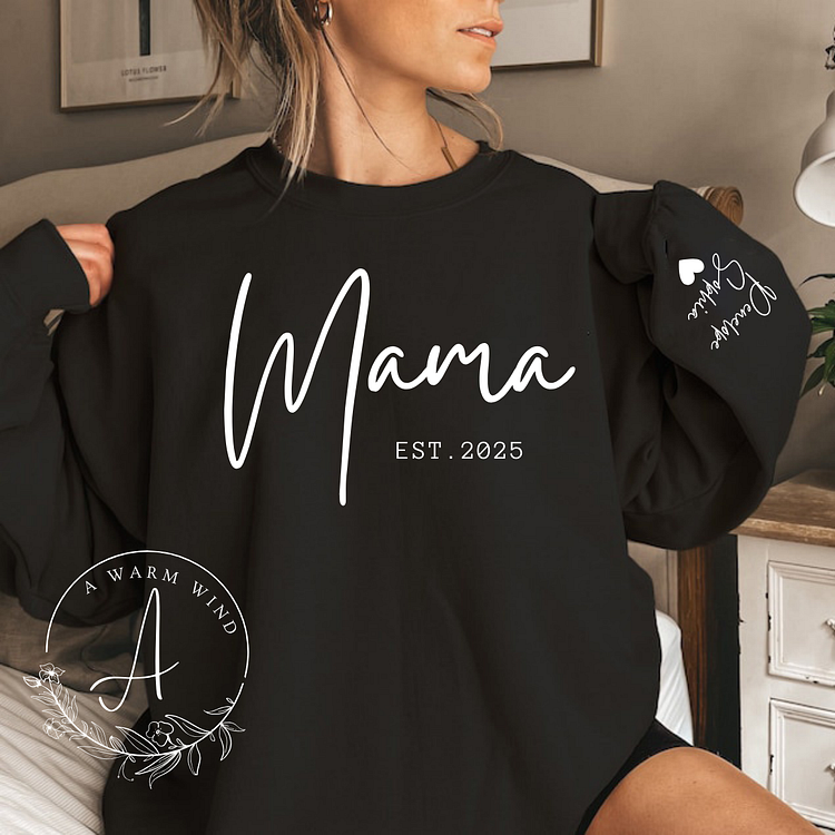 Unique Gift for Mom-Personalized Mama Sweatshirt with Name & Year of Birth,Trendy Mother's Day Gift