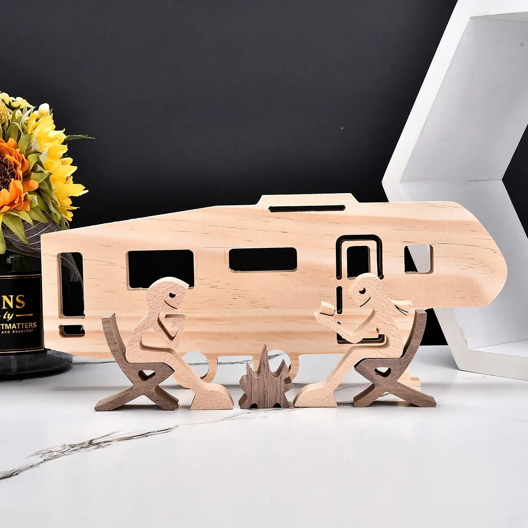 Carving Wooden Ornament Decorations Wood Dog Figurines Home Decor Dog Statue Women Miniature Home Decoration Crafts Office Table