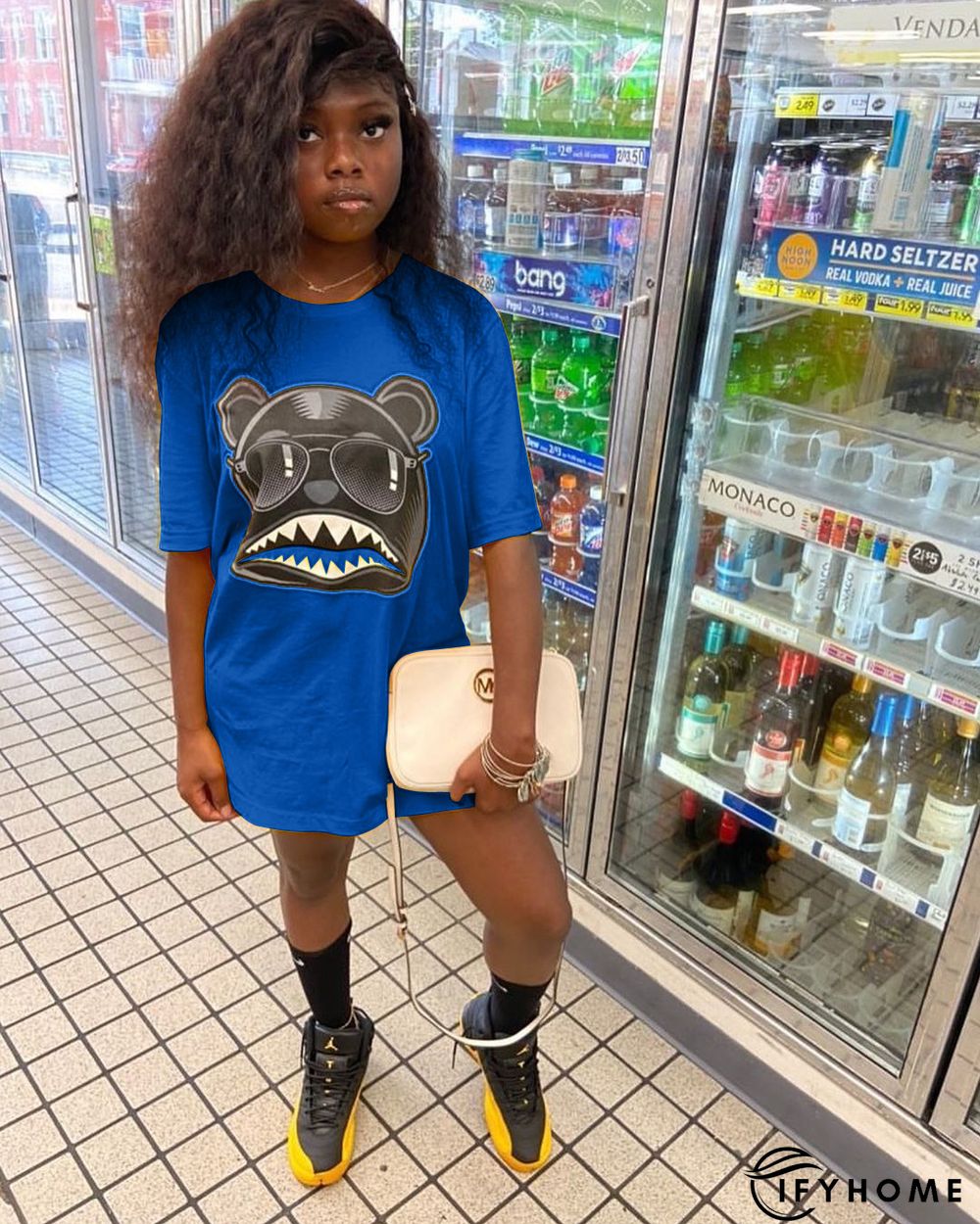 Fashion Personality Cartoon Print T-shirt Dress | IFYHOME