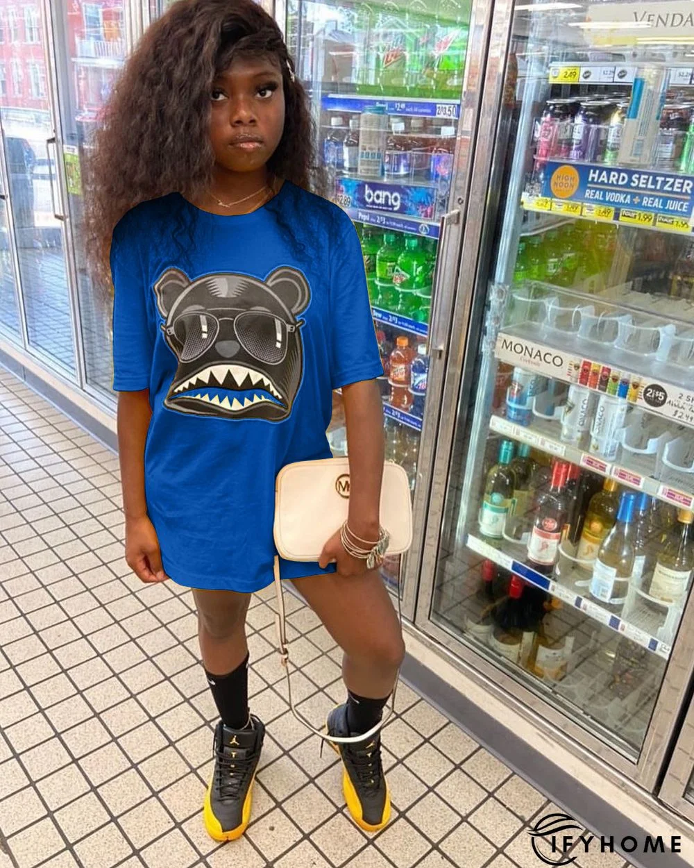 Fashion Personality Cartoon Print T-shirt Dress | IFYHOME