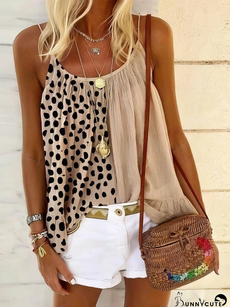 Leopard Stitching Ruffle Print Camisole Vest