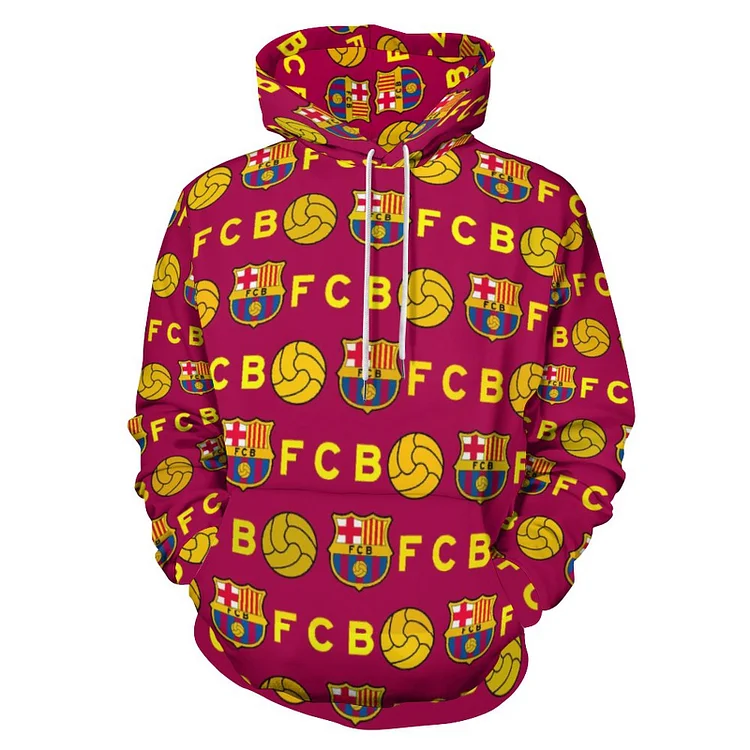 FC Barcelone Unisexe Pullover Sweat-Shirt À Capuche Oversize Streetwear Hip Hop