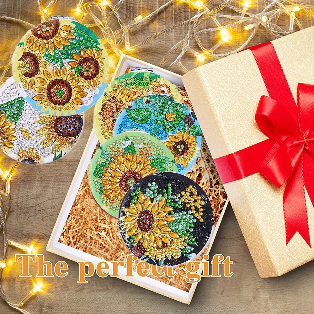 DIY Diamond Painting Makeup Mirror Paint by Number Kits Sunflower