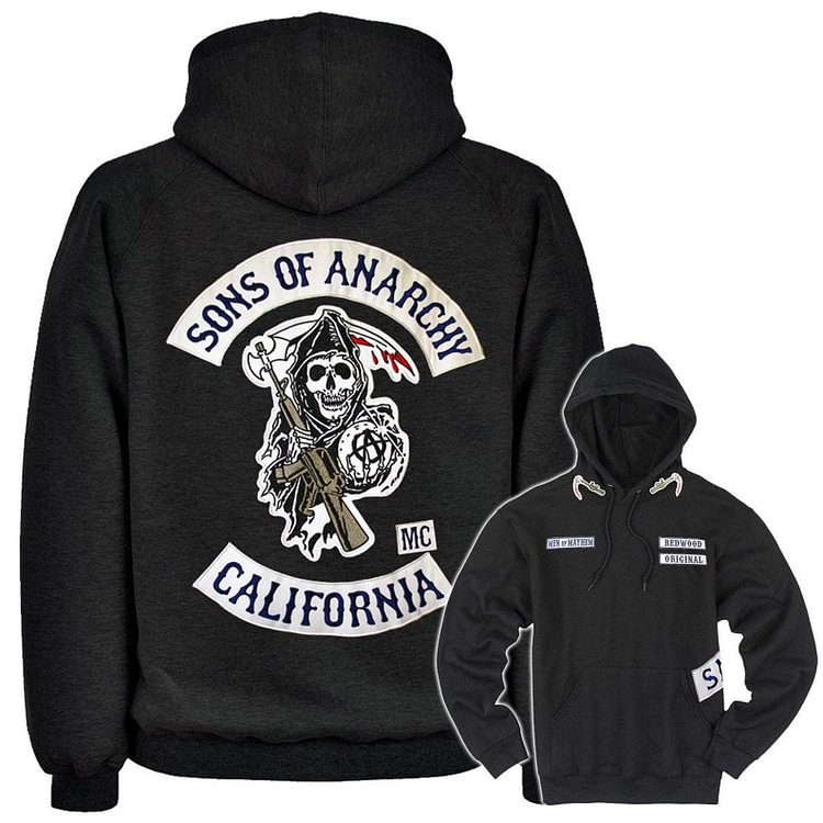 Men's embroidered patch casual hoodie sweatshirt