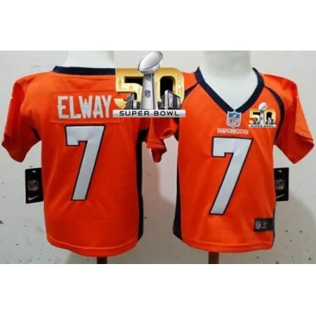 Toddler  Broncos #7 John Elway Orange Team Color Super Bowl 50 Stitched NFL Elite Jersey