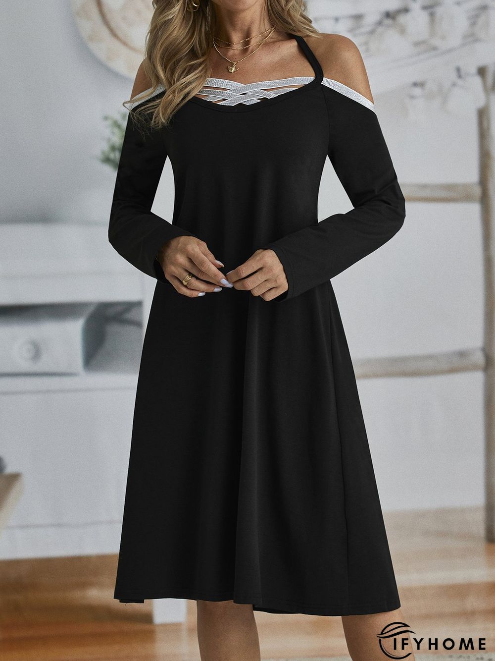 Casual Solid Regular Fit Knitting Dress | IFYHOME