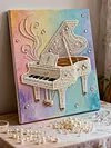 uk.everydayedeals DIY Pearl Painting With Frame - Handmade Self-Adhesive Pearls - Piano(30*40cm)
