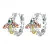 Honey Bee Hoop Earrings 925 Sterling Silver 
