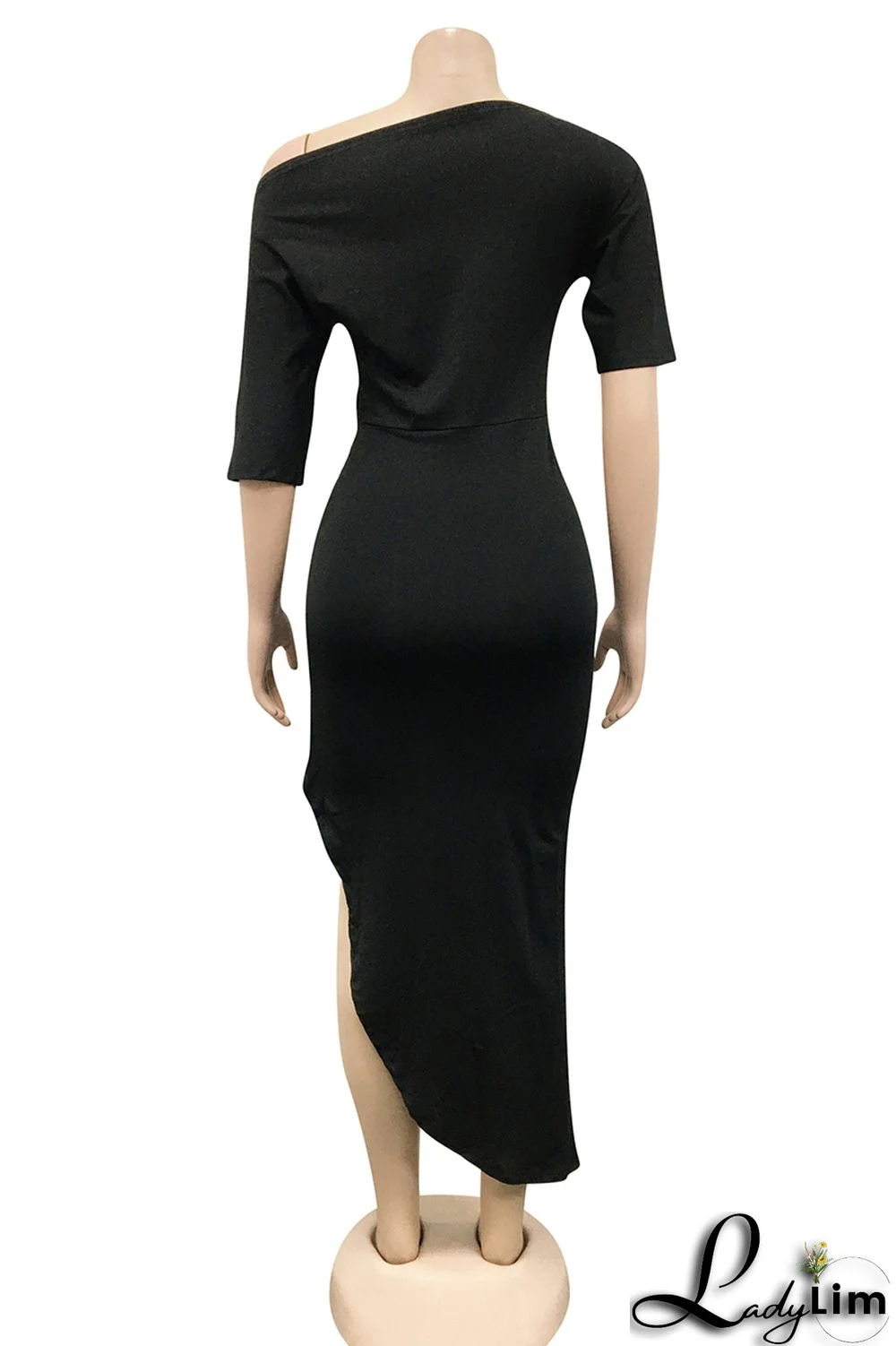 Black Fashion Casual Solid Patchwork O Neck Short Sleeve Dress