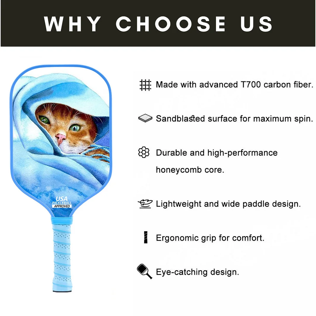 Original Paddle (16mm) T700 Sandblasted Carbon Fiber-Cute Cat Paddle