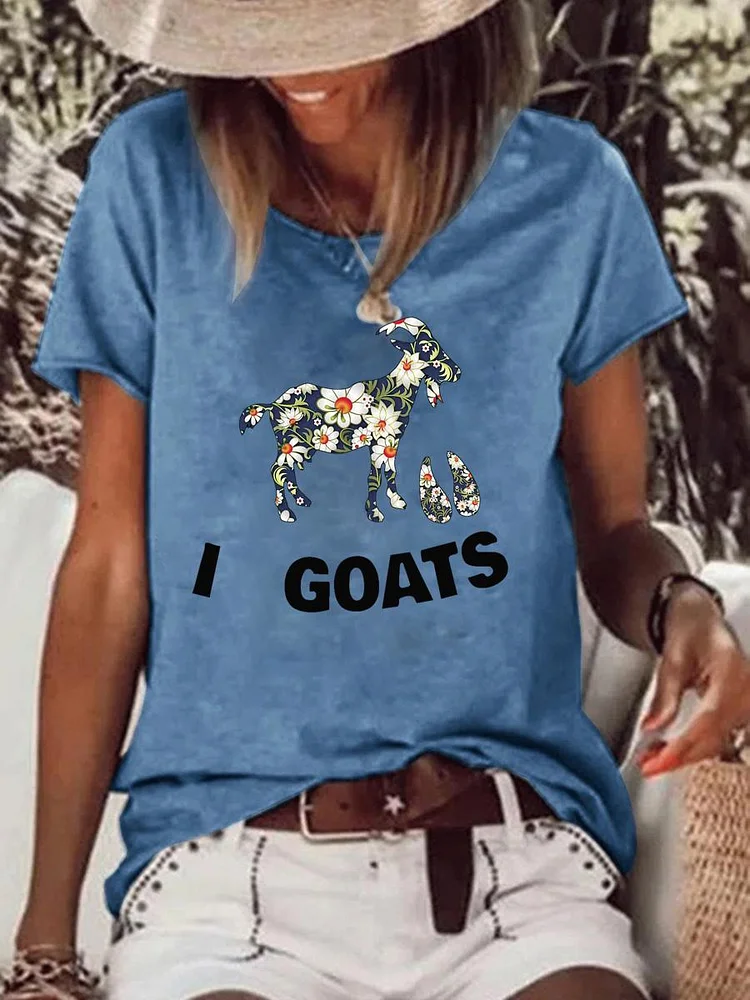 I Love Goats Raw Hem Tee