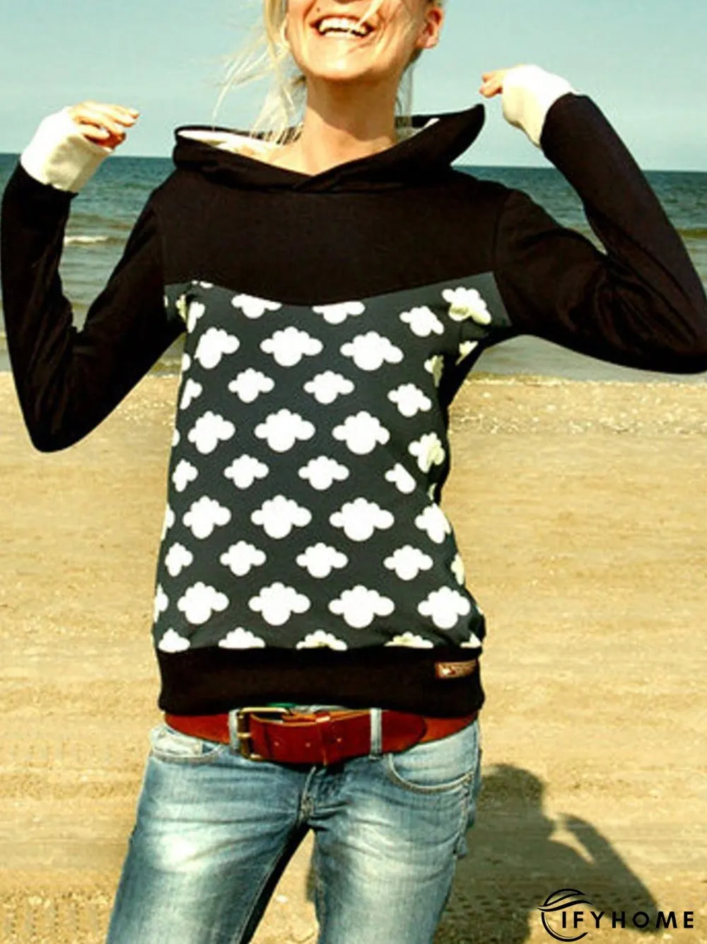 Printed Casual Cotton-Blend Hoodie Sweatshirt | IFYHOME