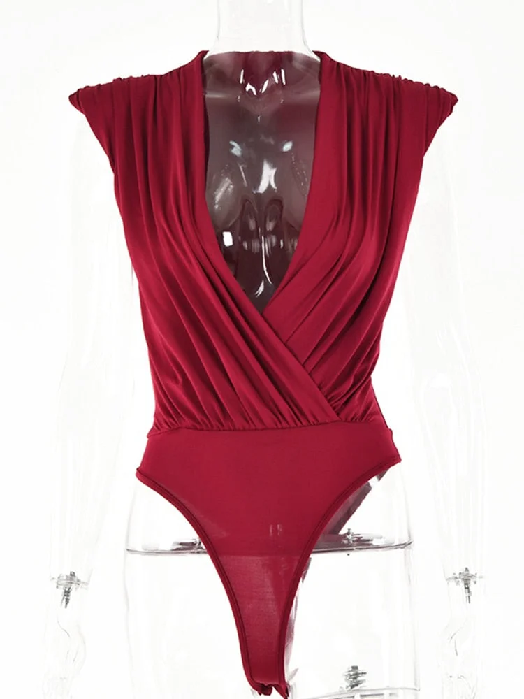 Articat V Neck Black Rompers Women Sexy Slim High Waist  Elegant Female Overalls 2022 Spring Sleeveless Bodycon Ladies Bodysuits