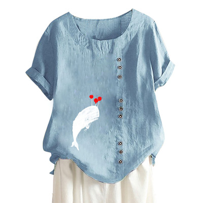 Summer Cute Pullover Cotton Linen T-shirts