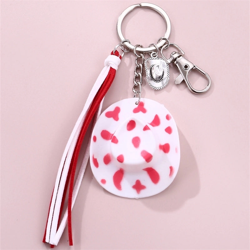 Casual Preppy Style Minimalist Hat Alloy Plastic Tassel Bag Pendant Keychain