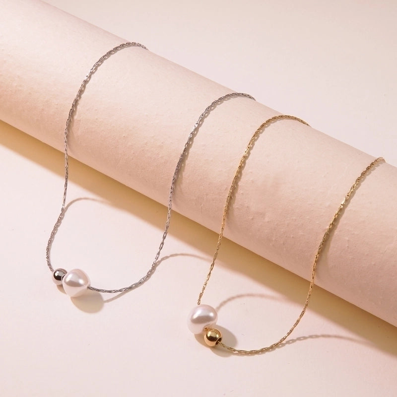 Sweet Minimalist Solid Color 304 Stainless Steel 18K Gold Plated Plating Pendant Necklace