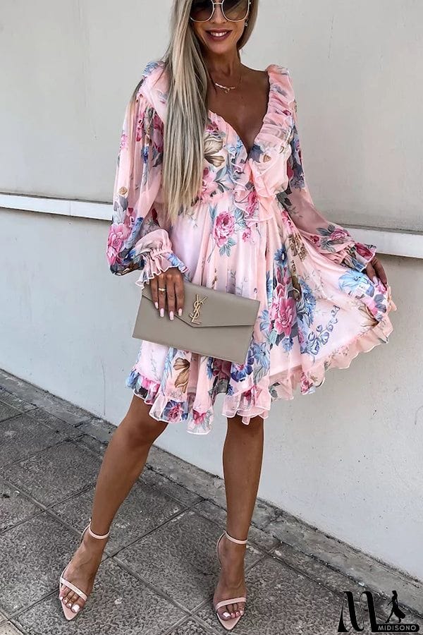 MidiSono - Create Your Dream Life Floral Ruffle Dress