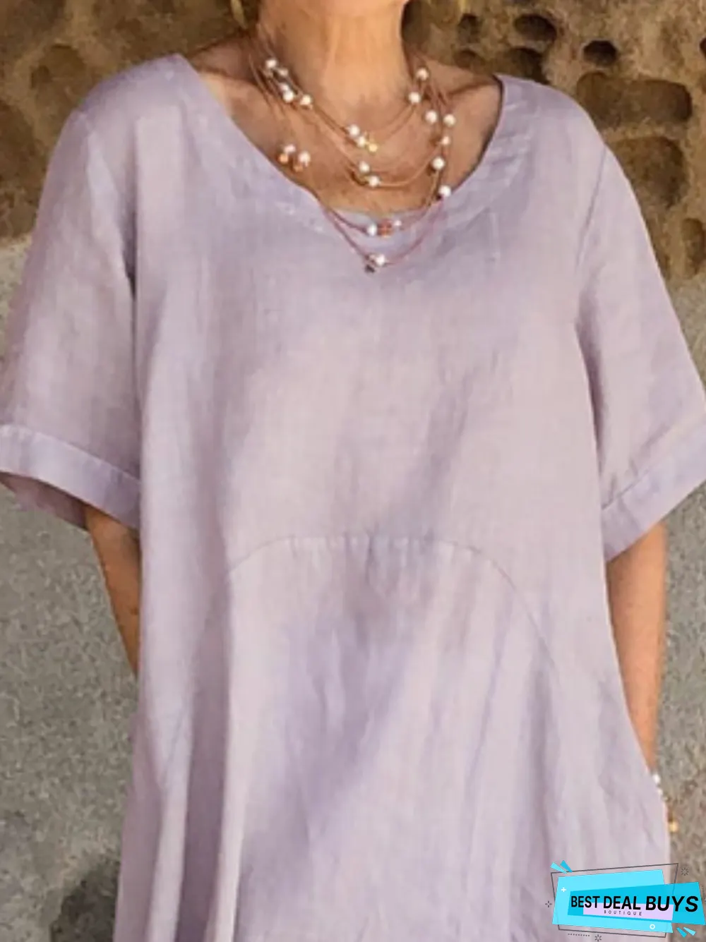 Casual Plus Size Round Neck Midi Weaving Dress