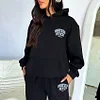 Fashionable Sporty Foam Printed Logo Hooded Two-piece Set by Inlyline