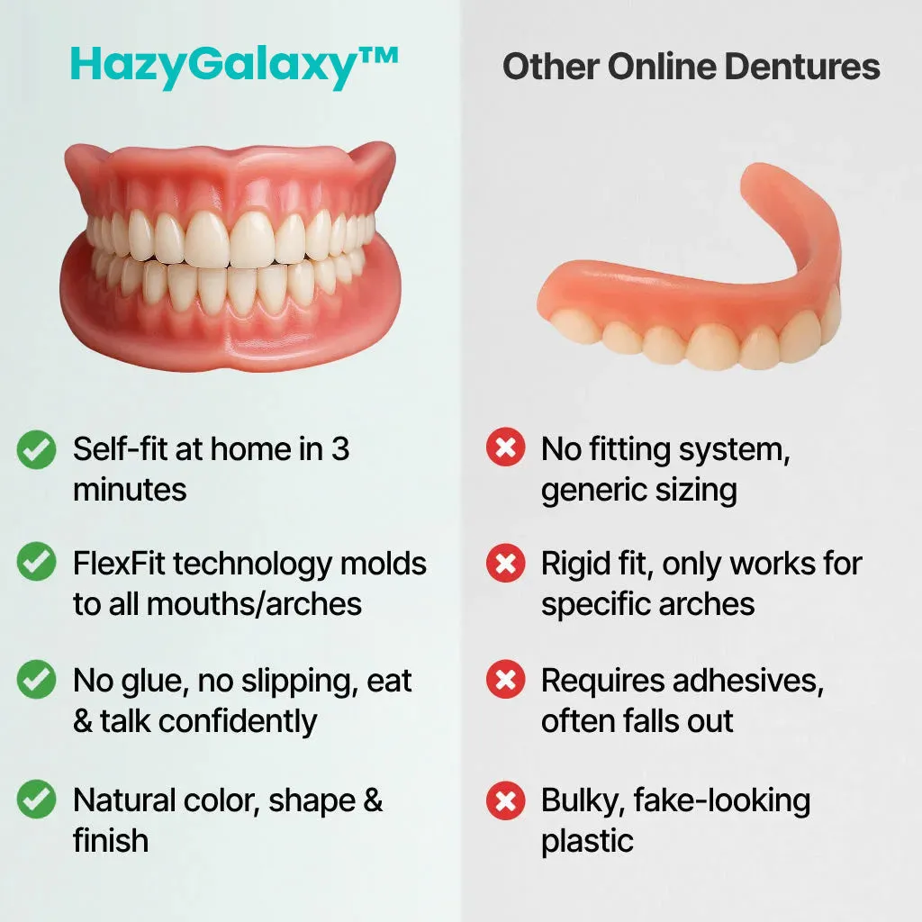 💥 ENDS TODAY 80% OFF🔥 HazyGalaxy&trade; Custom-Fit Dentures 🦷Smile with Confidence