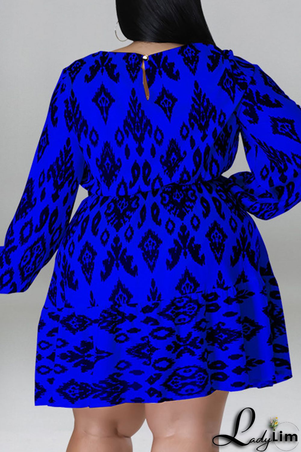 Light Apricot Casual Print Bandage Patchwork O Neck Straight Plus Size Dresses