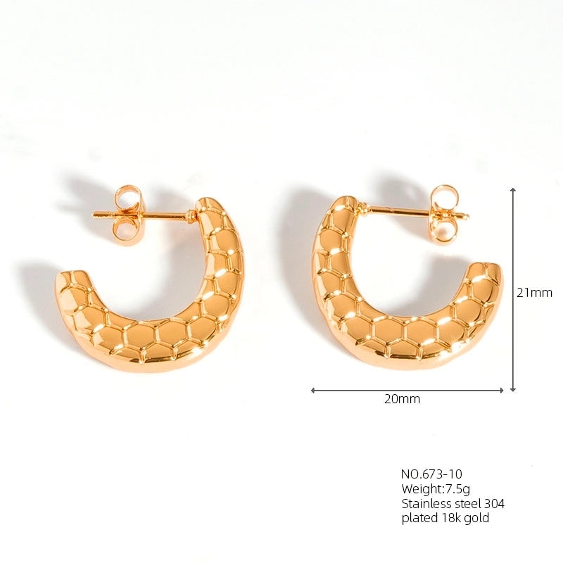 1 Pair Casual Modern Style Classic Style U Shape Geometric 304 Stainless Steel Titanium Steel 18K Gold Plated Earrings